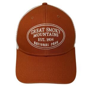 Great Smoky Mountains Est 1934 National Park Trucker Hat Orange OS Mesh Back